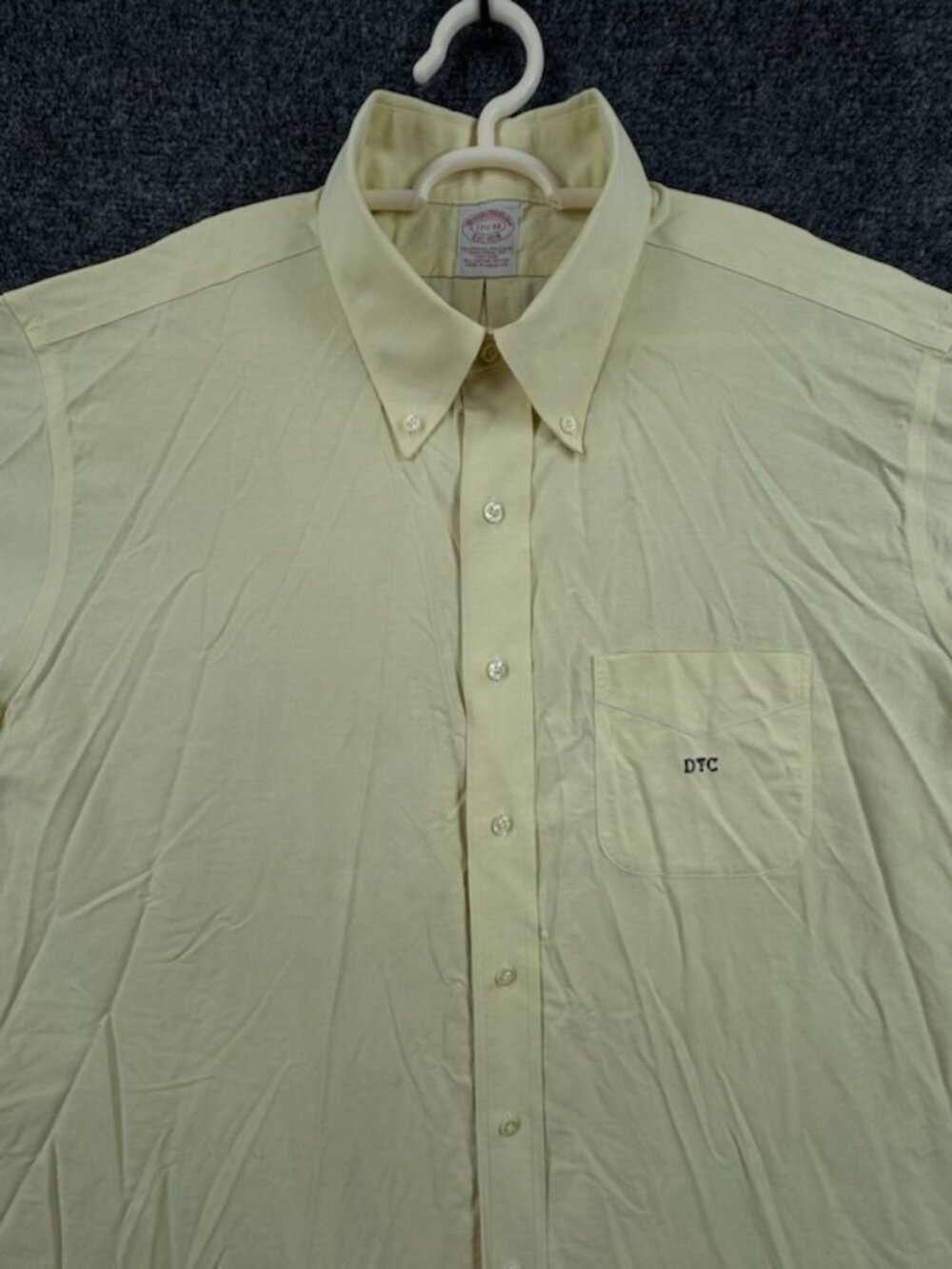 Brooks Brothers Oxford Traditional Non-Iron 17.5 33 Supima Yellow Button-Down
